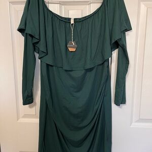 Chic Long Sleeve Green Dress